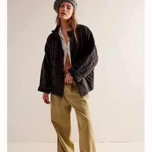 Free People, Dolman Quilted Knit Jacket, Black, Small